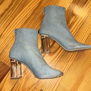 Forever 21 Jean Booties with Clear Heel